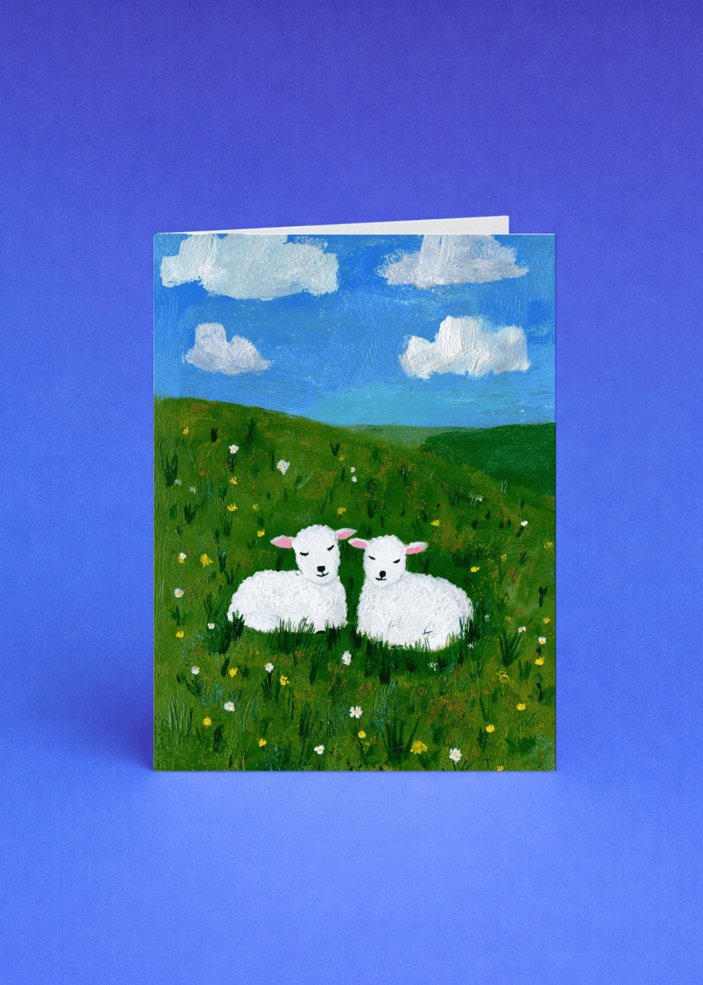 Serene Lamb Meadow Card mockup 5