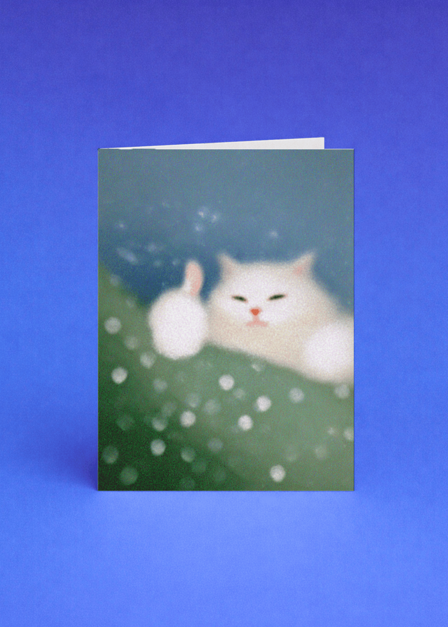 Cozy Cat thumbs up Greeting Card mockup 5