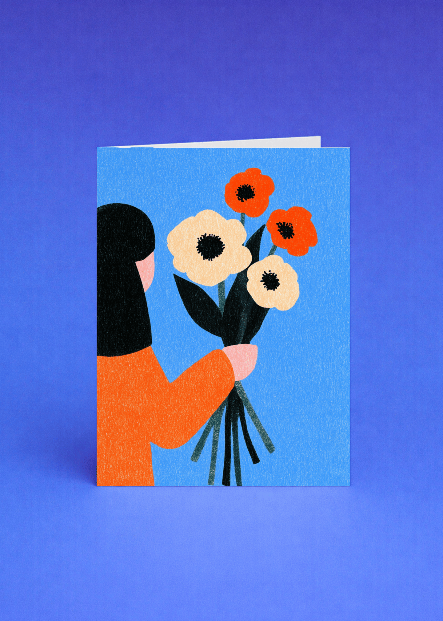 Flowers in Hand Illustrated Card mockup 5