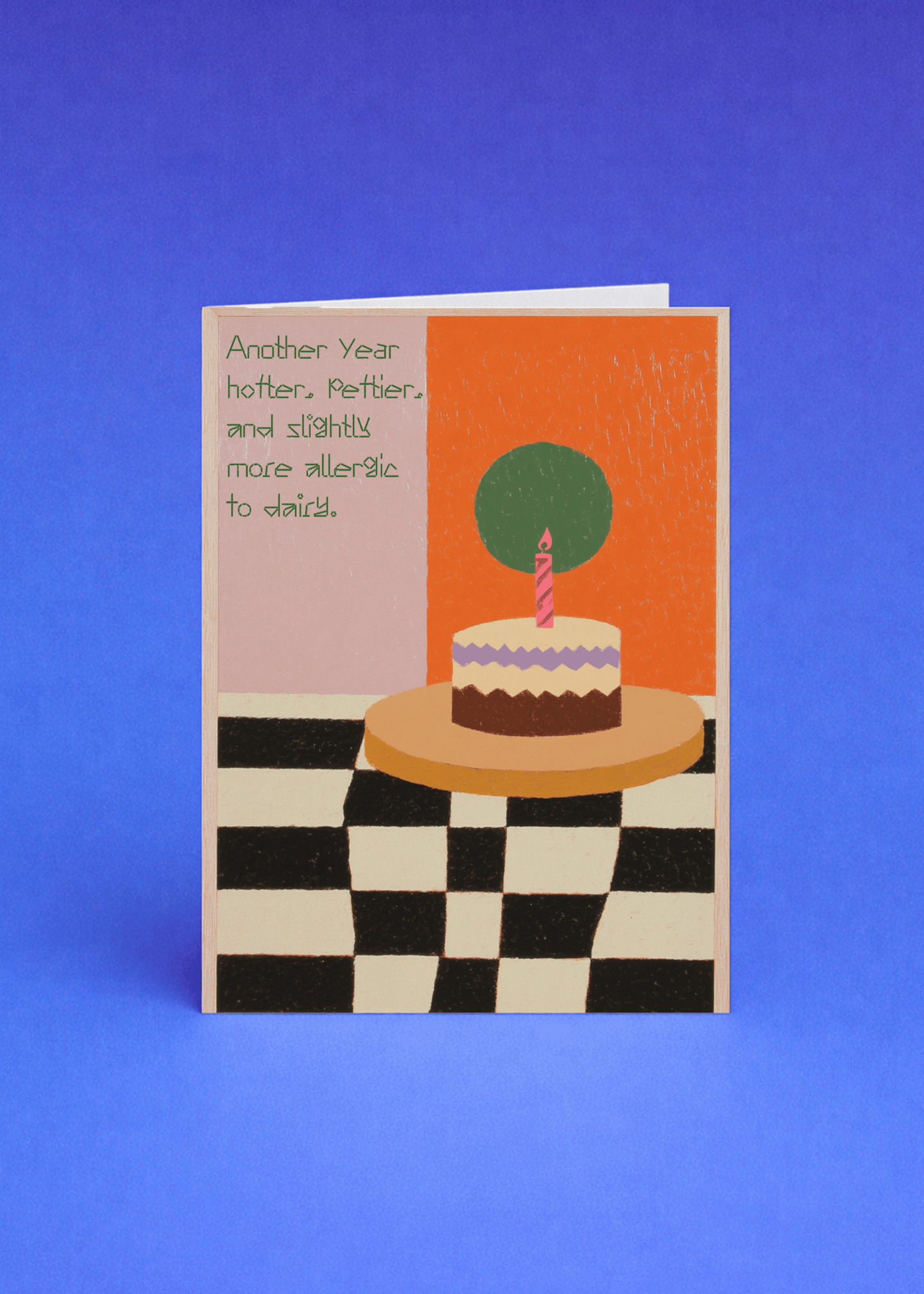 Hotter Prettier Allergic to Dairy Birthday Card mockup 5