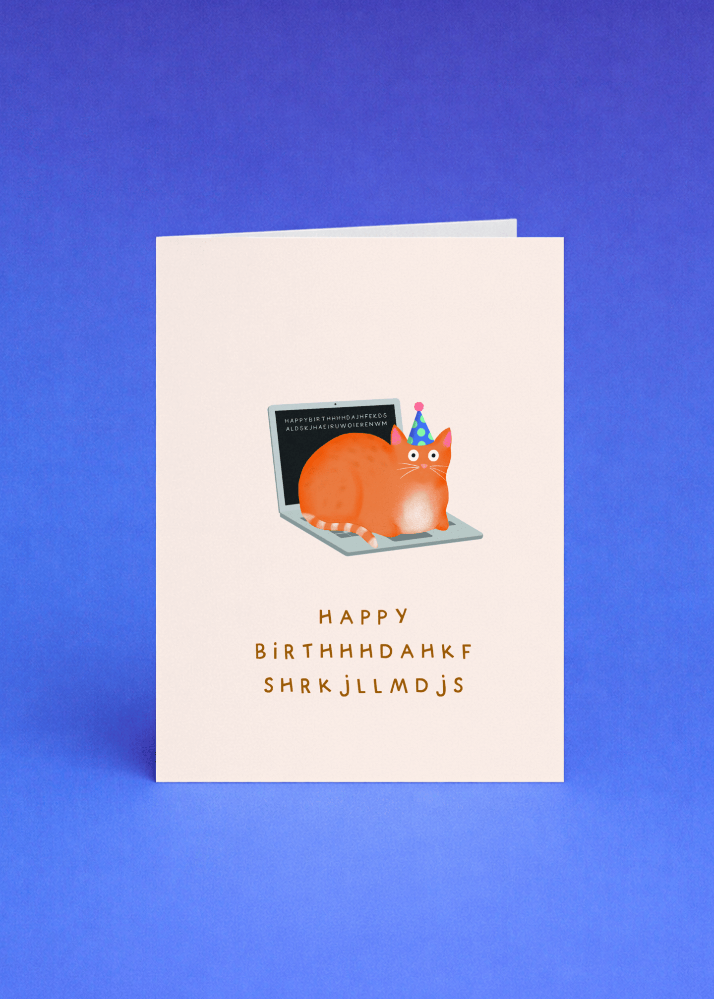 Cat on Laptop Birthday Card mockup 5