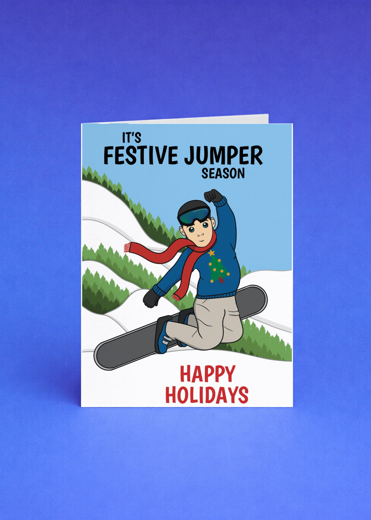 Festive Jumper Snowboarding mockup 5
