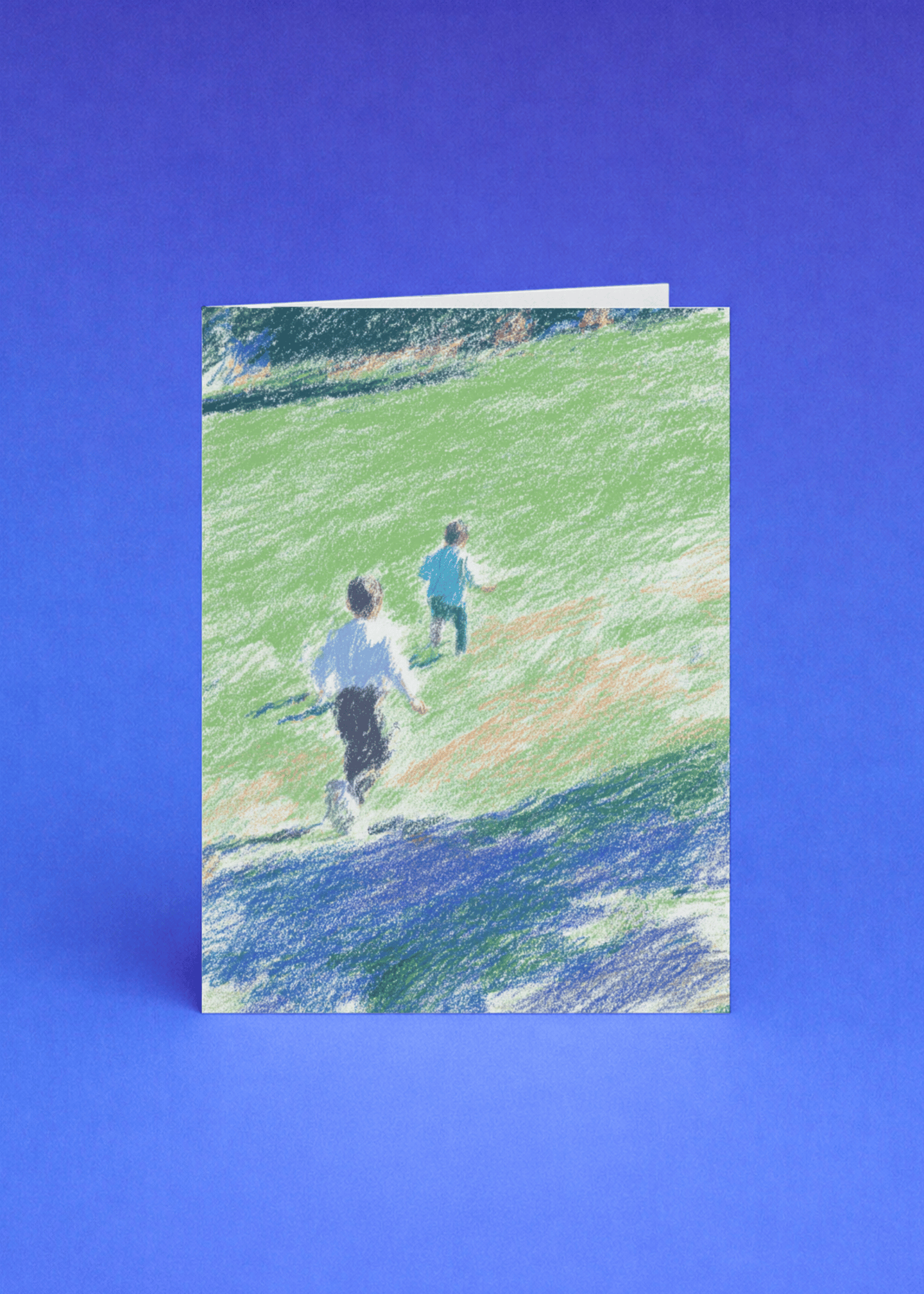 illustration of two people running together mockup 5