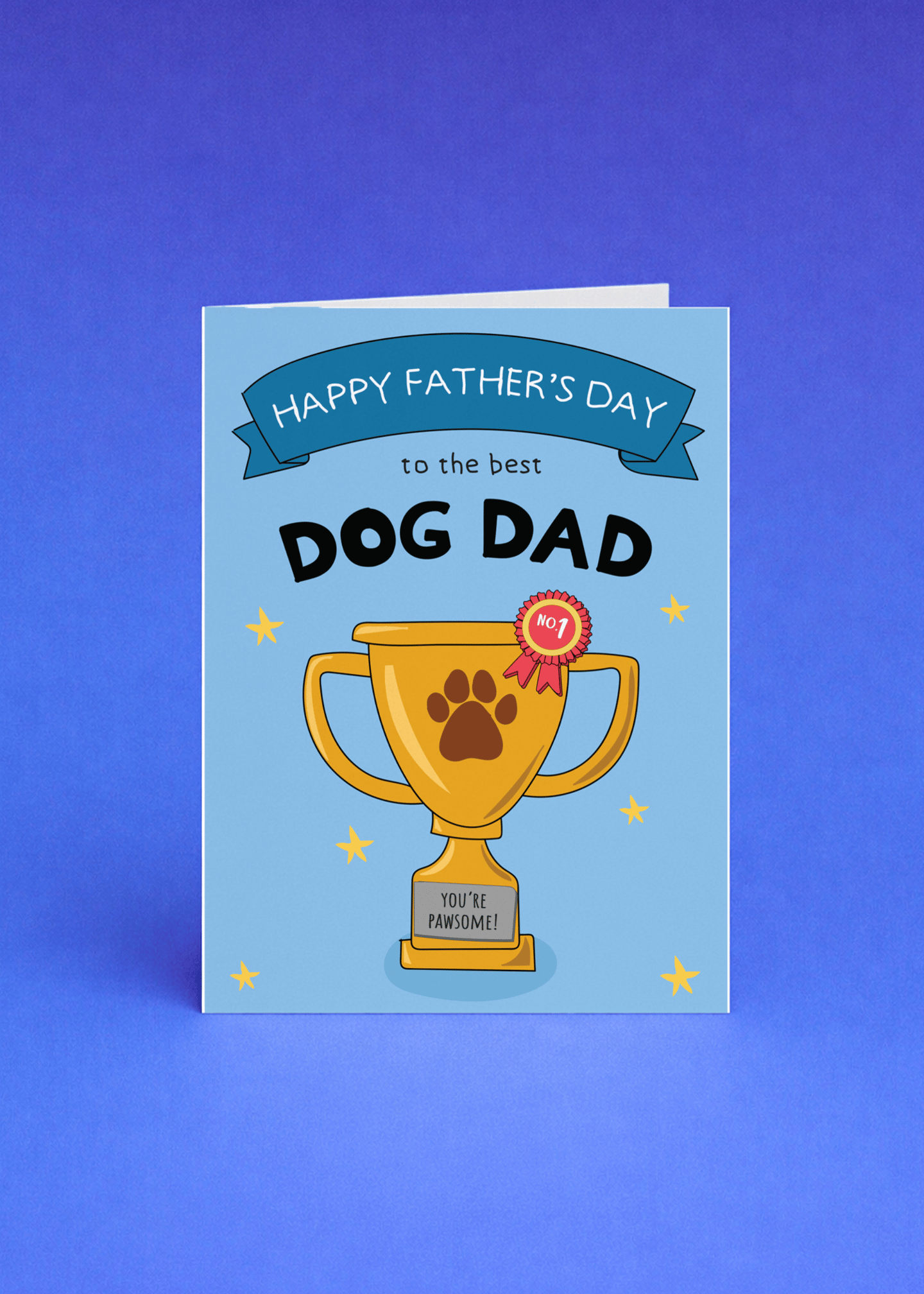 Best Dog Dad Trophy Card mockup 5