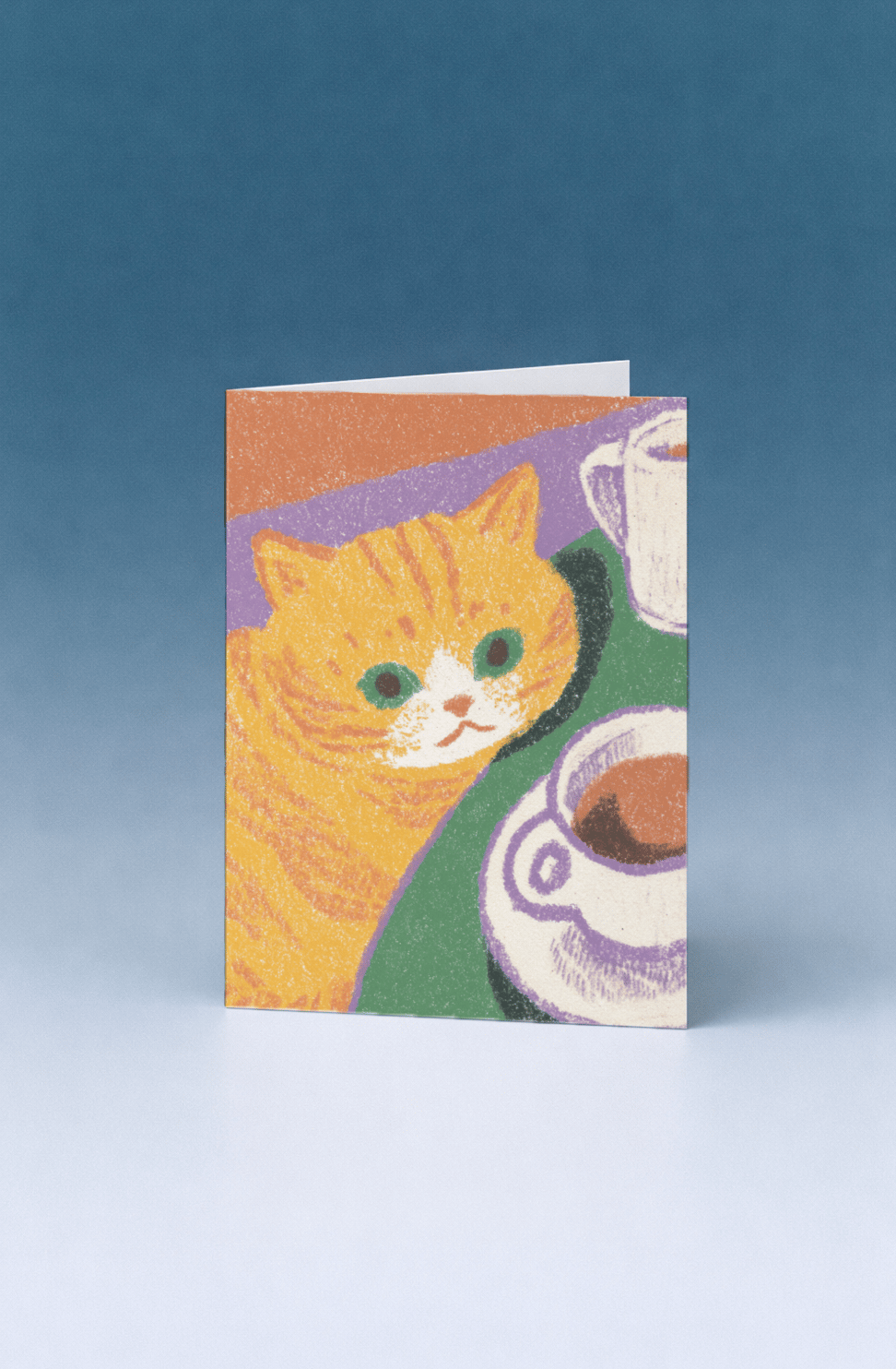 orange cat looking at coffee mockup 5