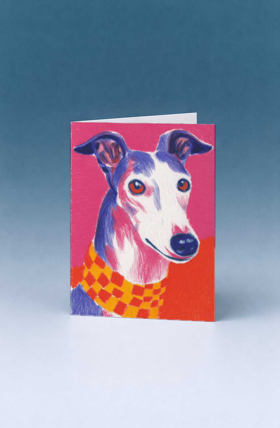 greyhound dog with checkered scarf mockup 5