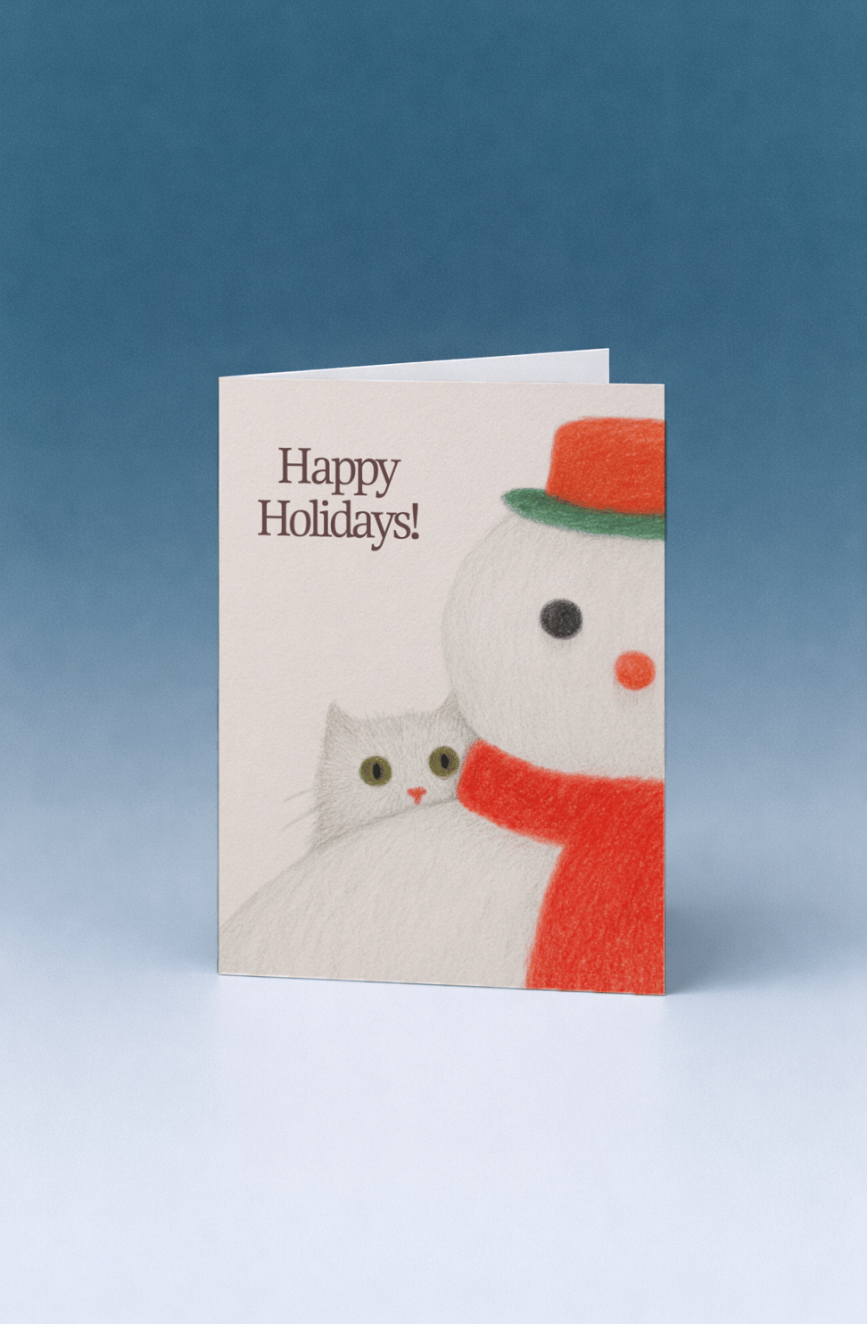 Festive Snowman & Cat Holiday Card mockup 5