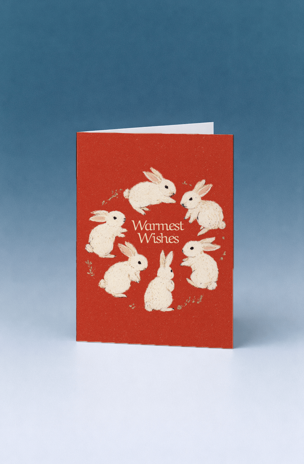 Charming Bunny Warm Wishes Card mockup 4
