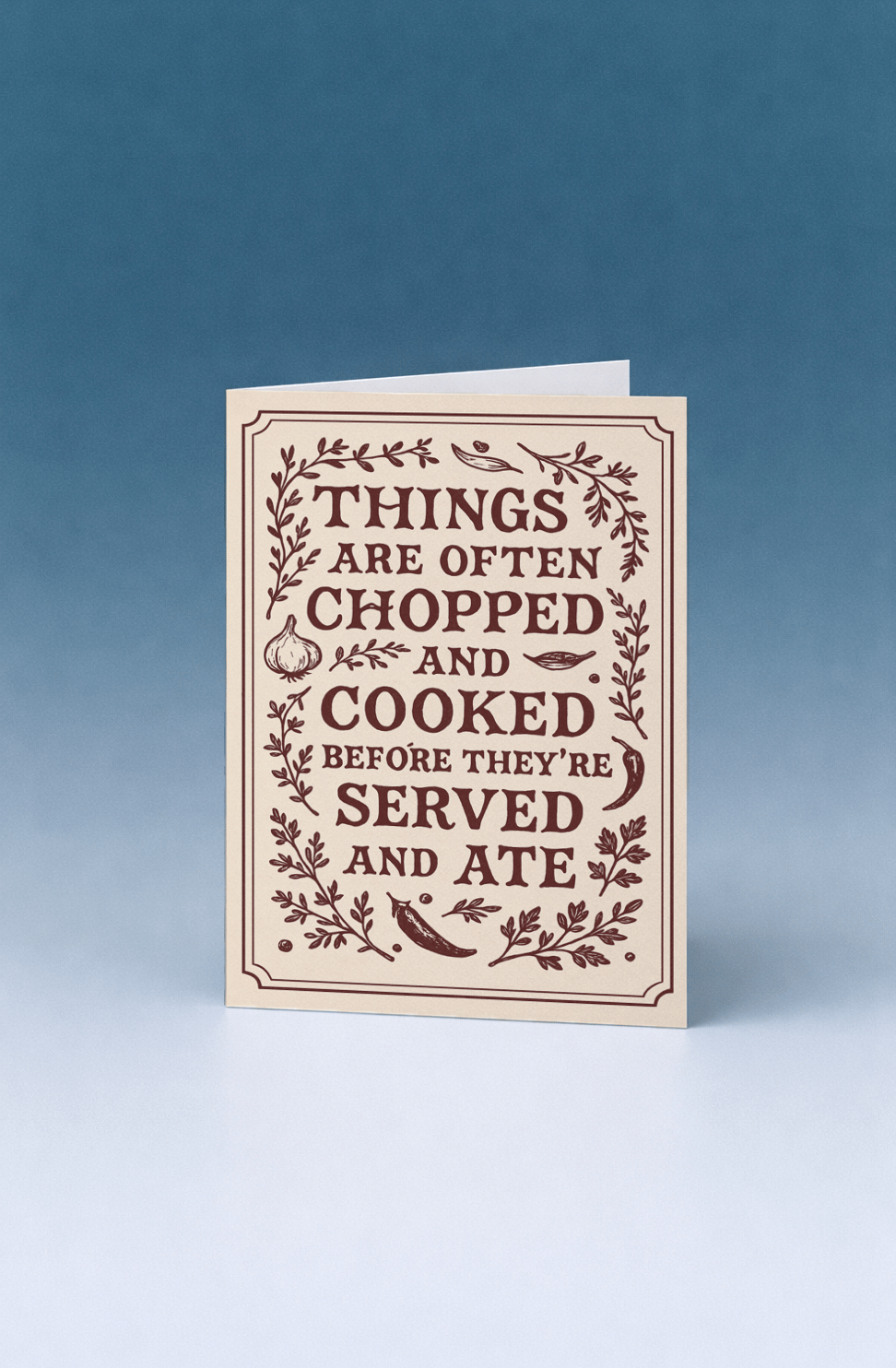 Chopped Cooked Served Ate Card mockup 5