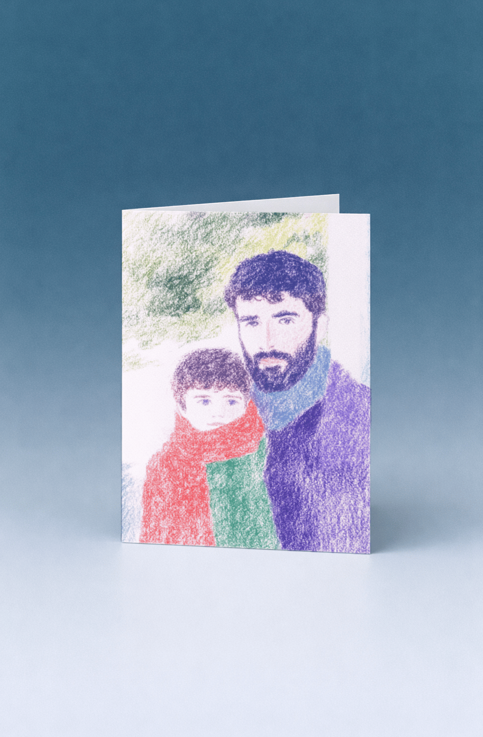 Father and Son Winter Hug Card mockup 5