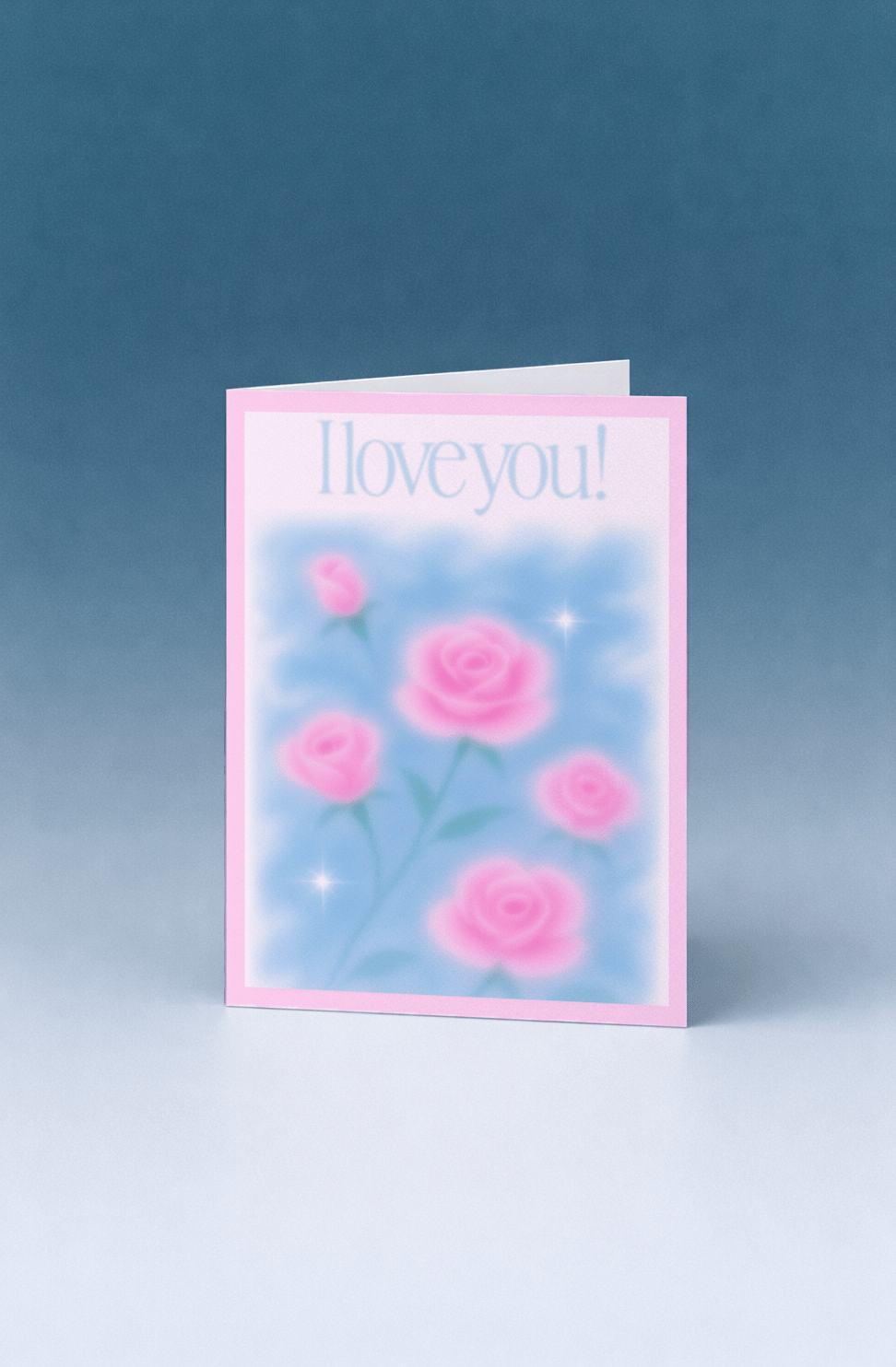 Blurry Pink Rose Love You Card mockup 5