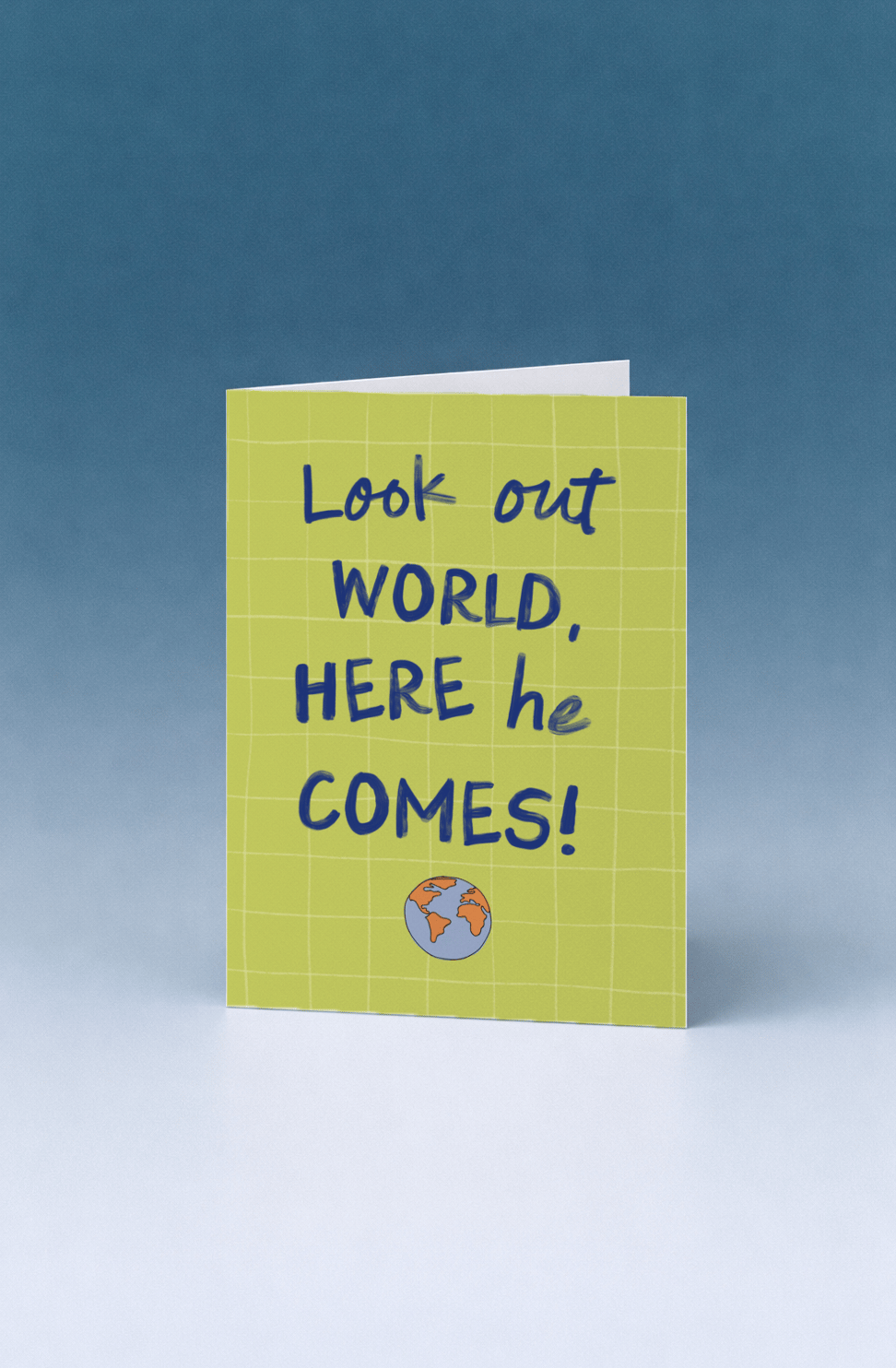 Look Out World He’s Coming Card mockup 5