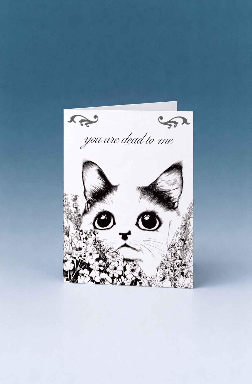 You Are Dead to Me Cat Card mockup 5