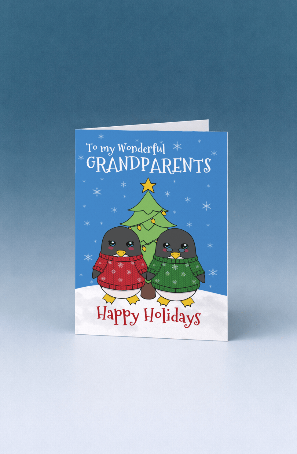 Happy Holidays Grandparents Penguins mockup 5