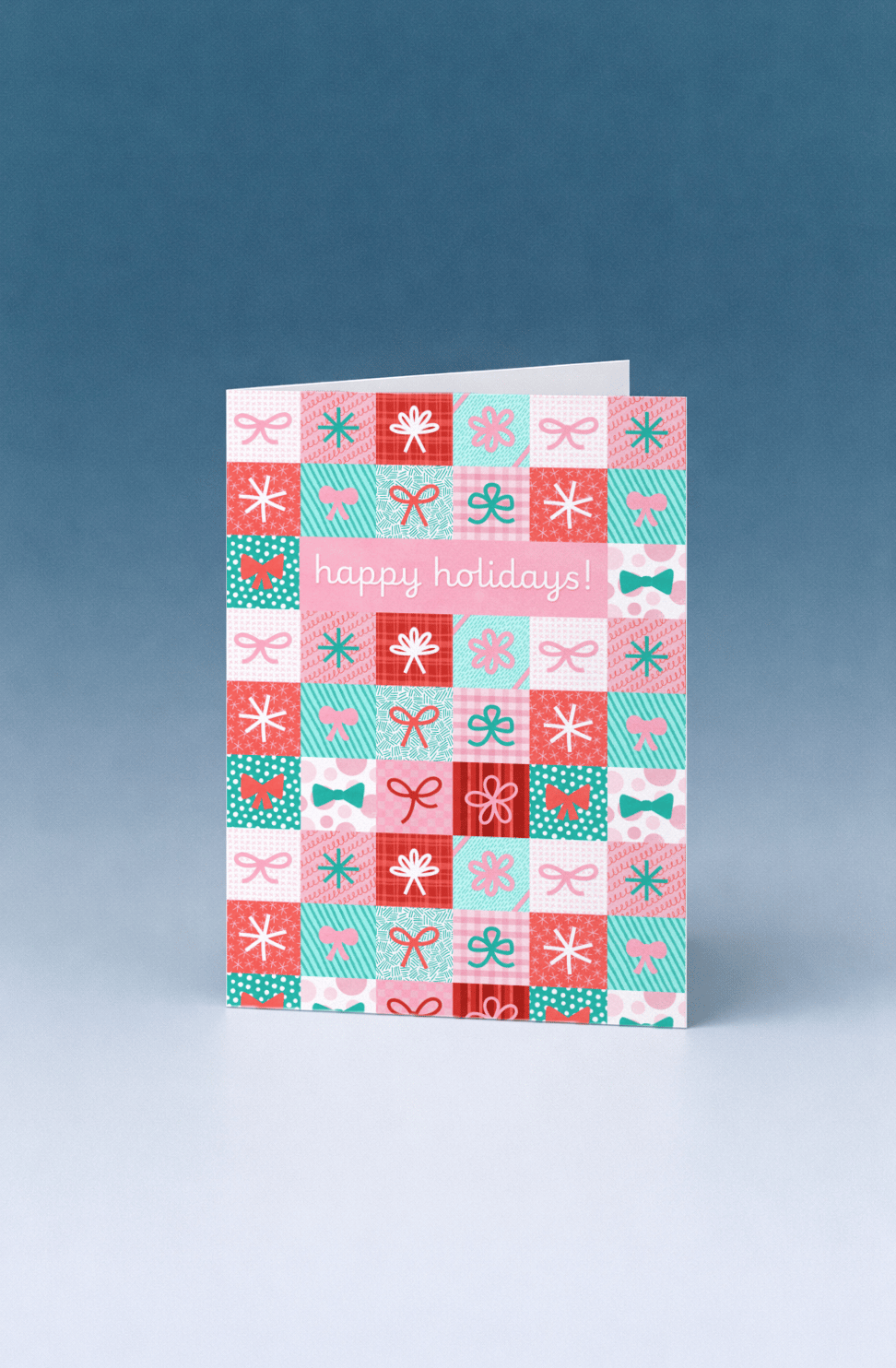 Happy Holidays Bow Patchwork mockup 5