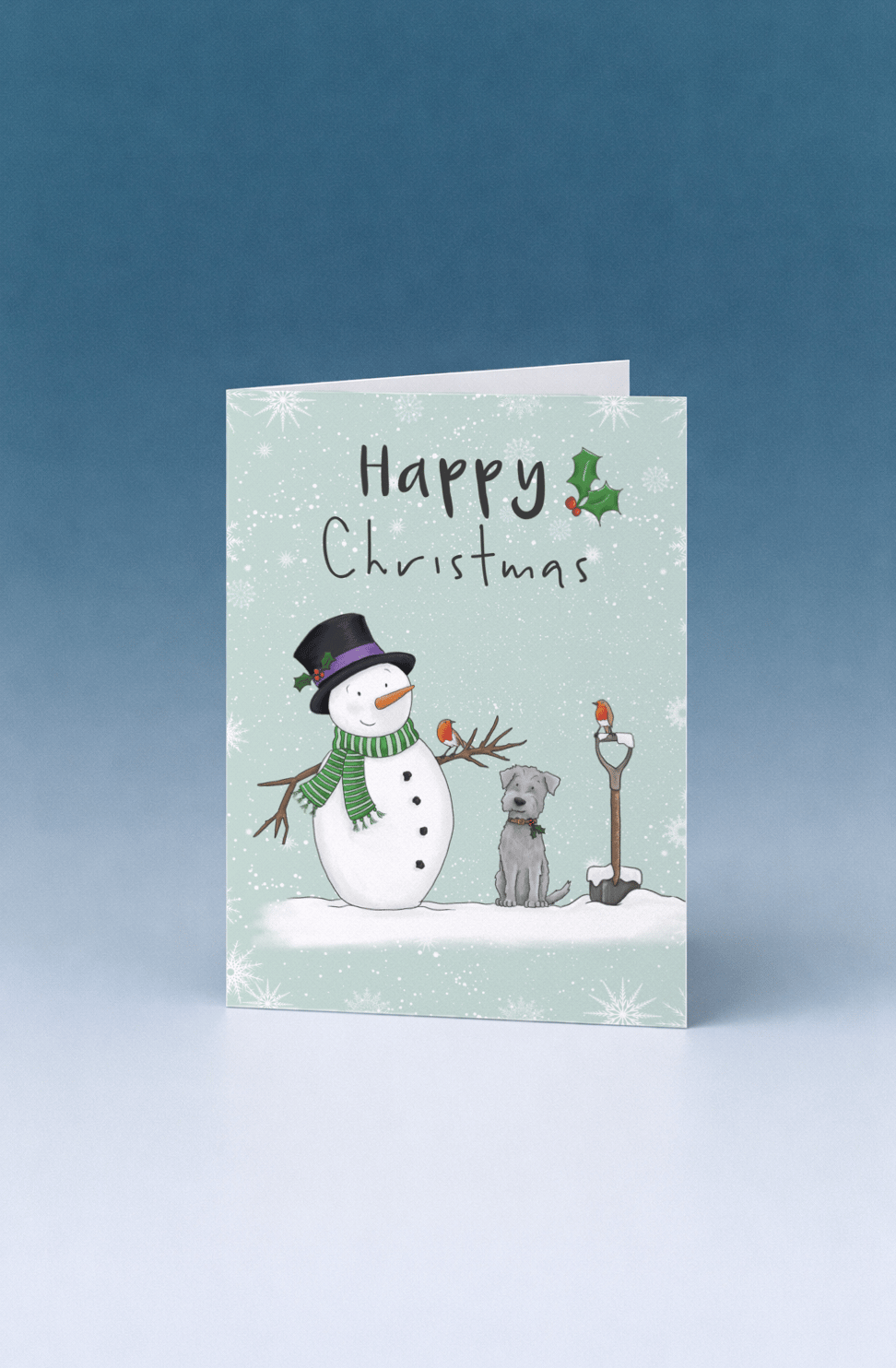 A Snowman, Dog, and Birds Celebrate Christmas mockup 5