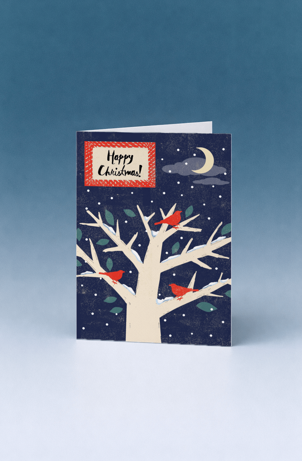 Happy Christmas - Red Birds in Winter Tree mockup 5