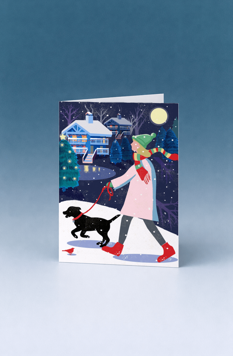 Christmas Dog Walk Night Scene mockup 5
