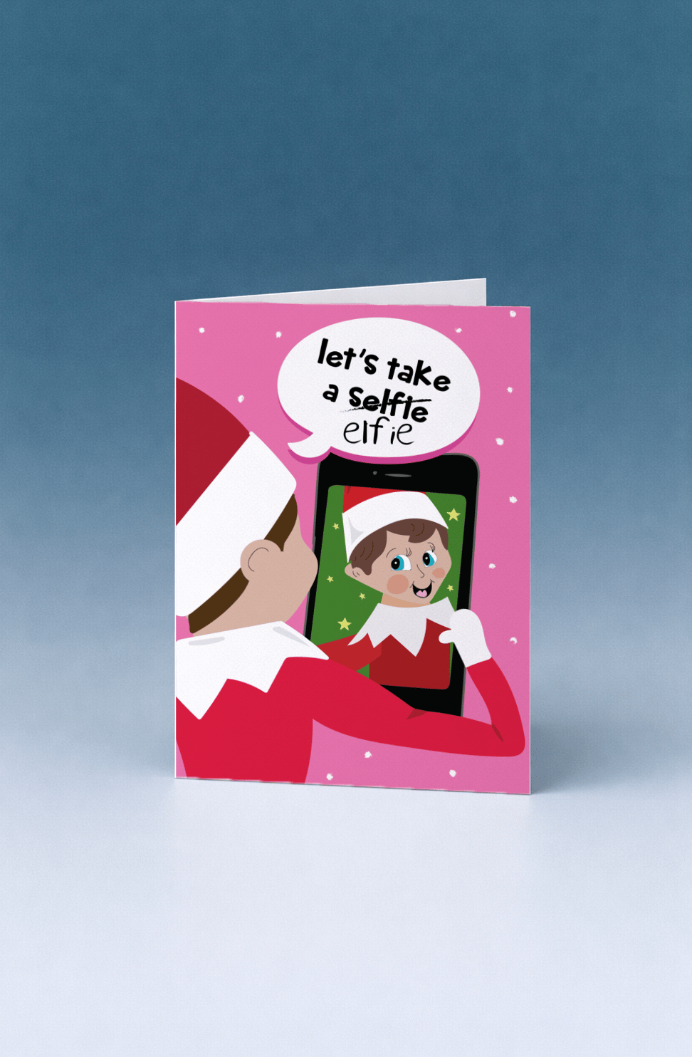 Let's Take an Elfie Christmas Card mockup 5