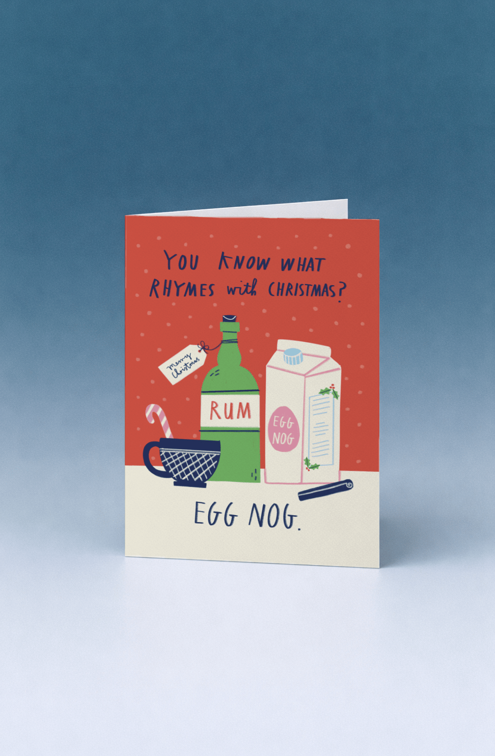 Christmas Egg Nog Rhymes Card mockup 3