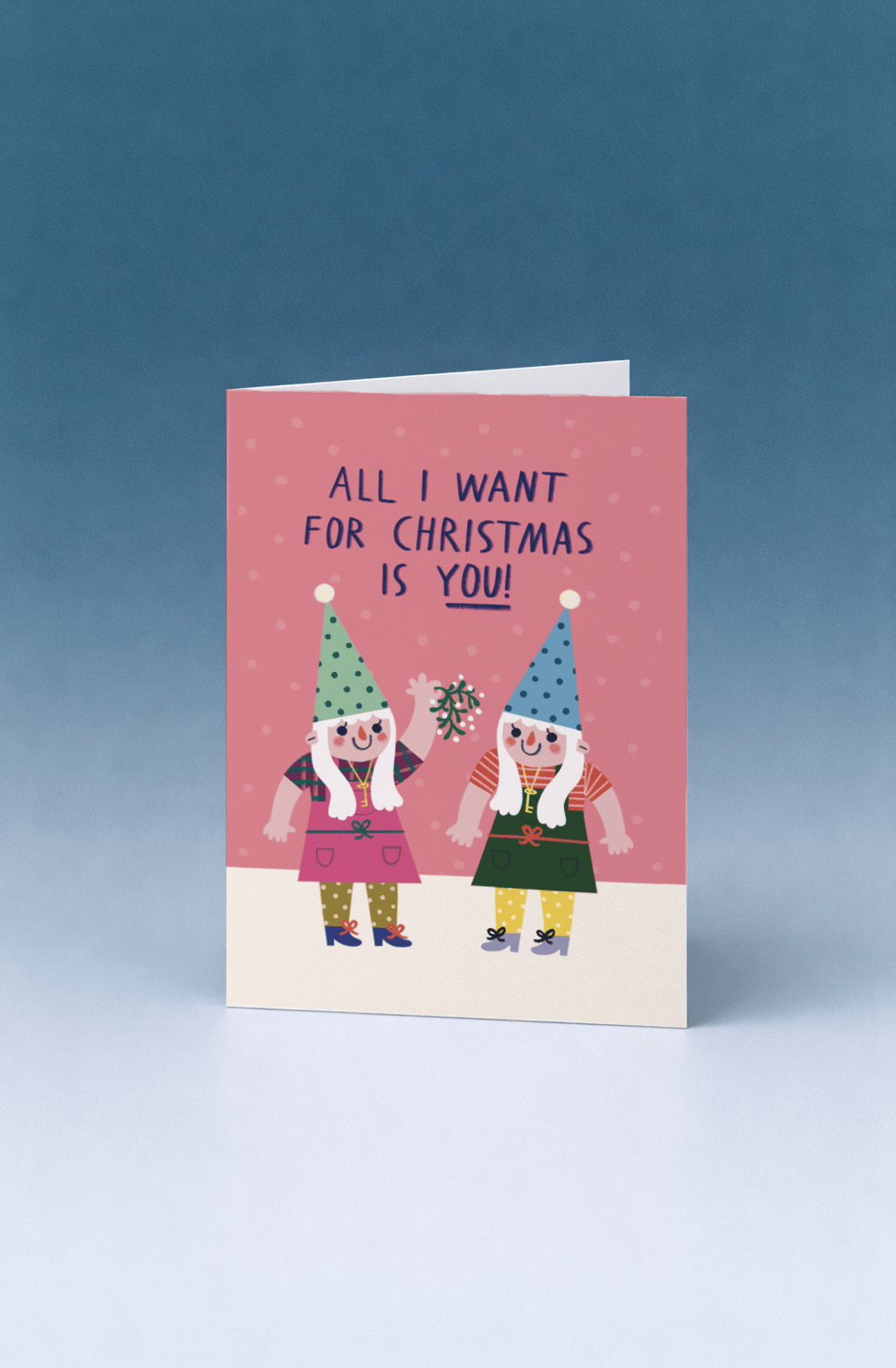 All I Want For Christmas Gnome Card mockup 5