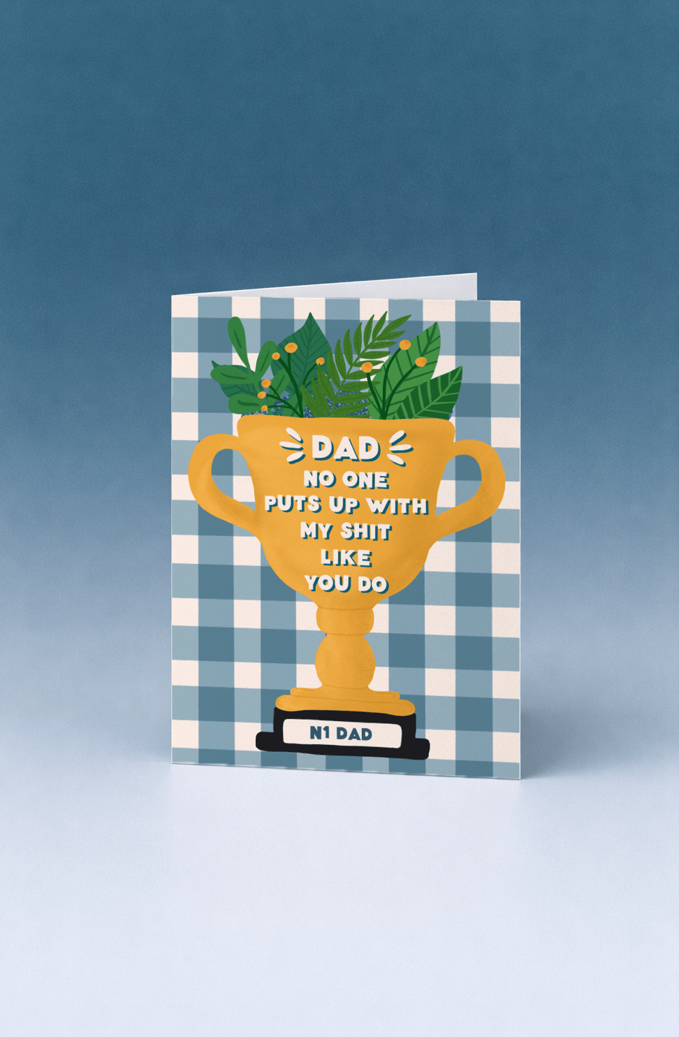 Funny Dad Trophy Card mockup 5