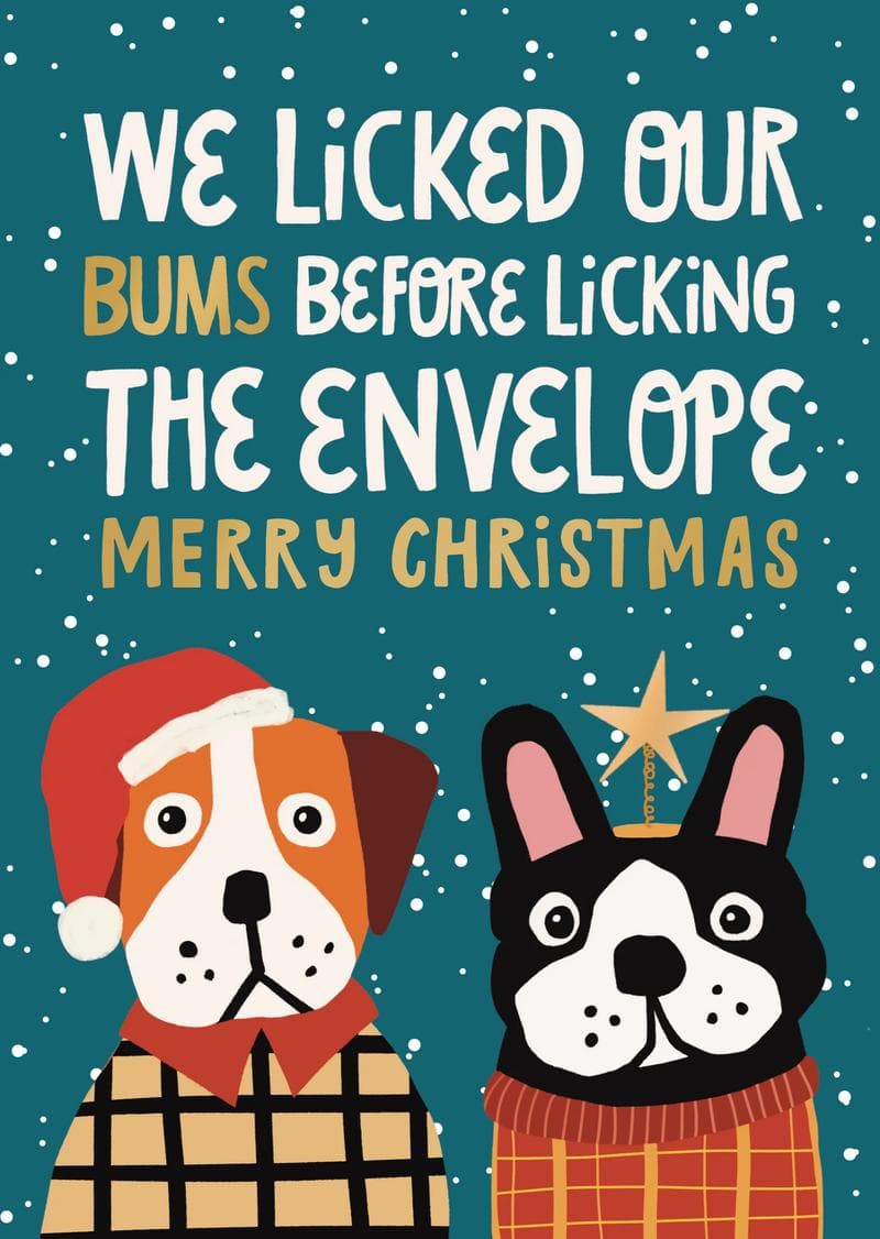 Licked Our Bums Merry Christmas Card
