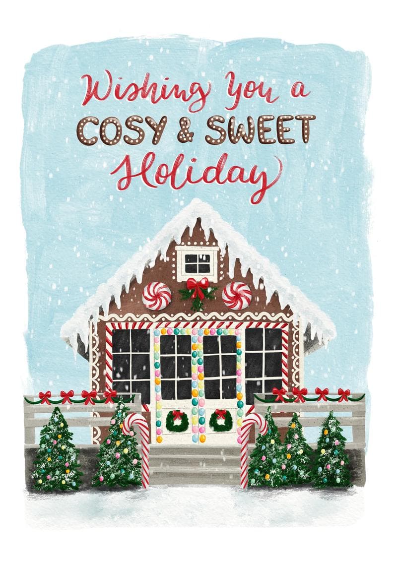Cozy & Sweet Holiday Gingerbread House Card