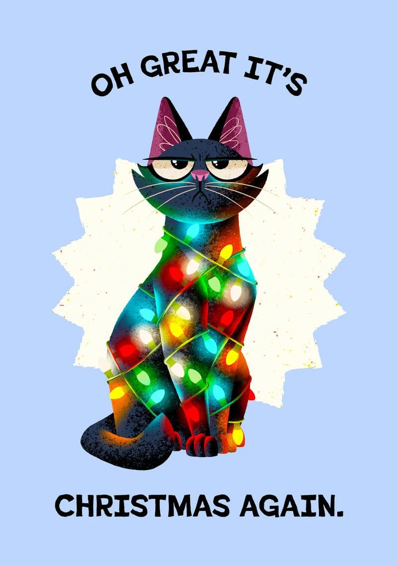 Grumpy Cat Christmas Lights Card