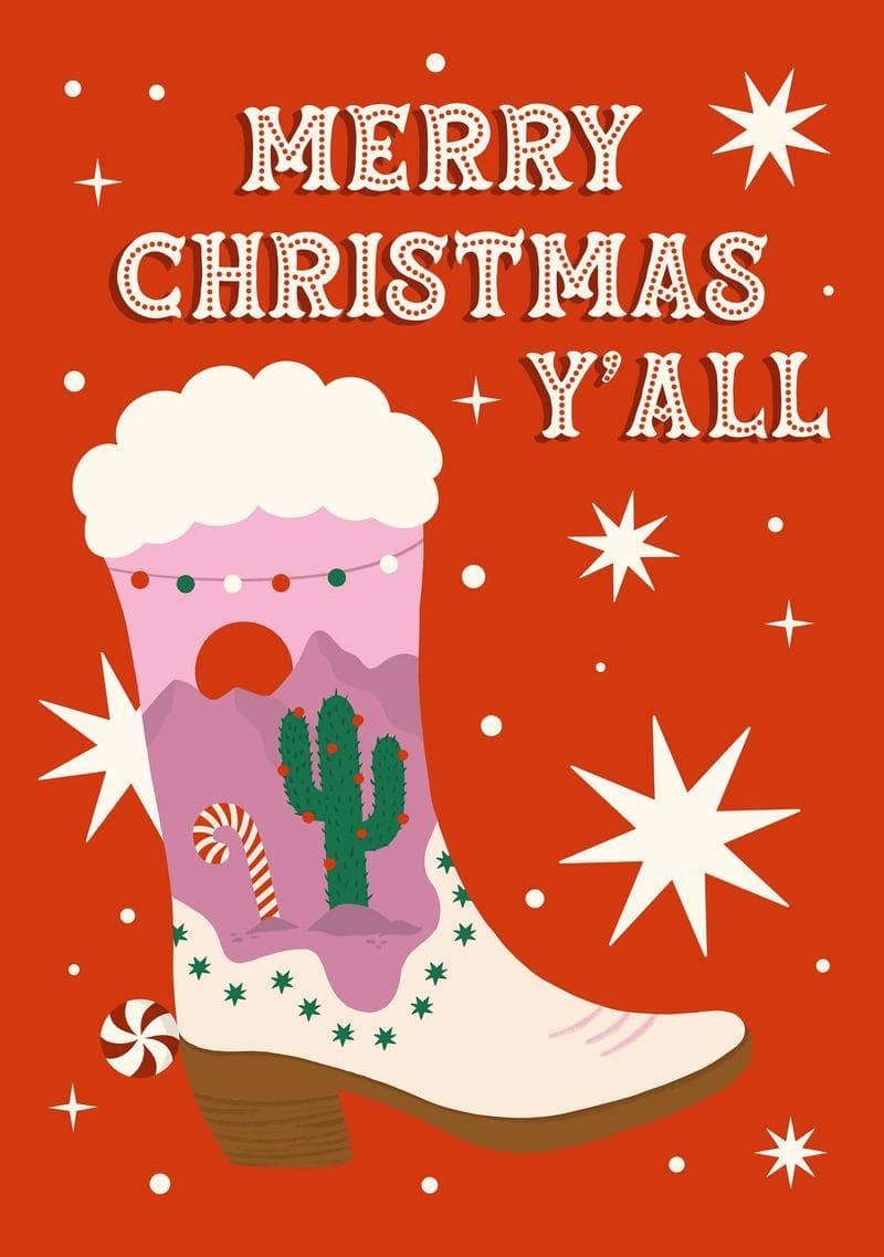 Western Christmas Boot Card