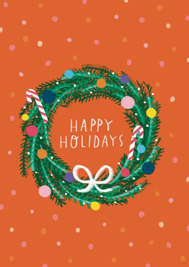 Festive Wreath Happy Holidays Card