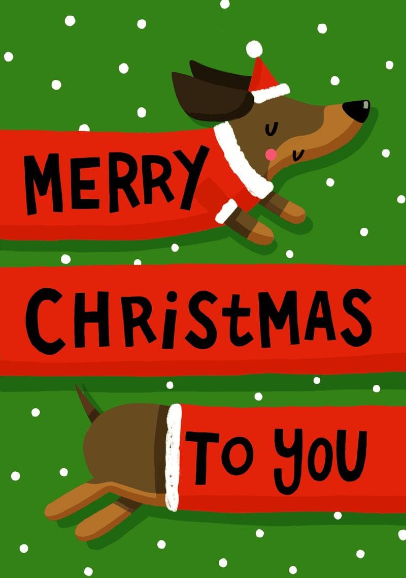 Dachshund Merry Christmas Card