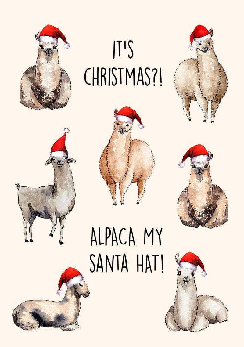 Alpaca My Santa Hat Card