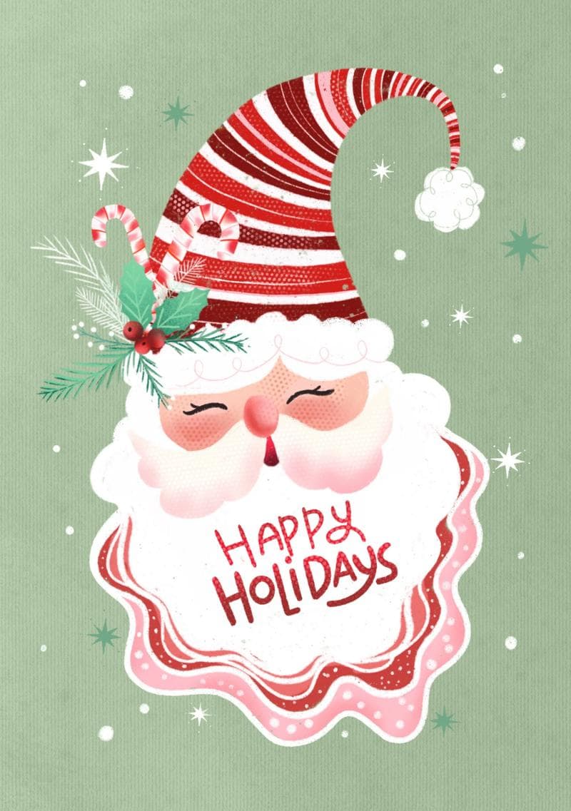 Festive Santa Happy Holidays Card