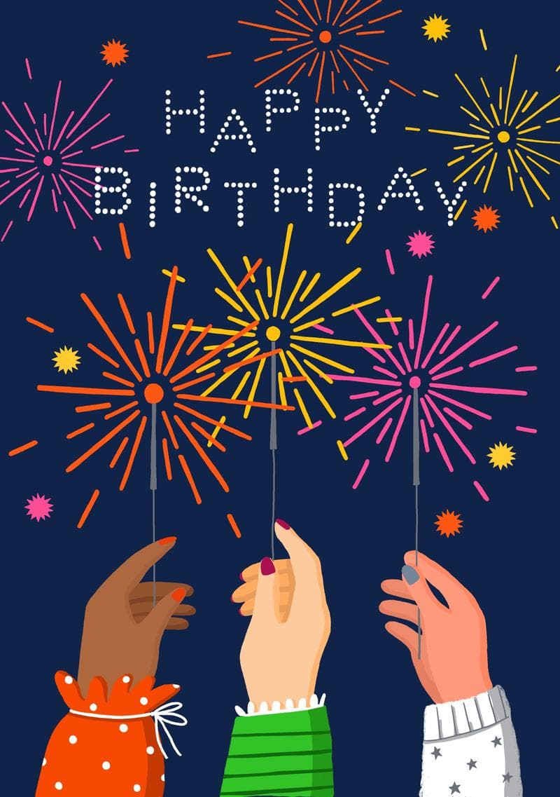 Fireworks Sparkler Birthday Card