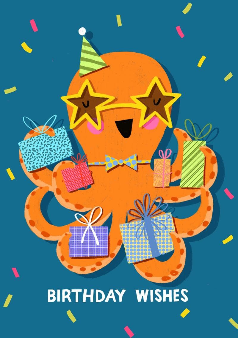 Octopus Birthday Wishes Card