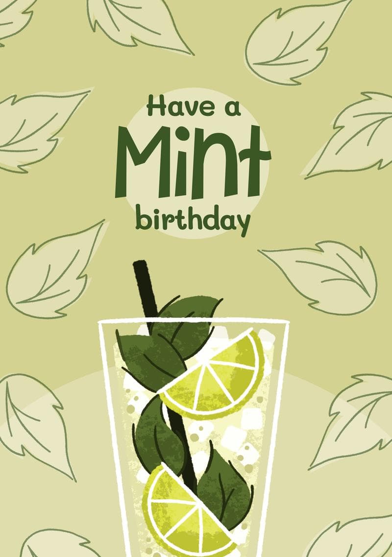 Mint Mojito Birthday Card