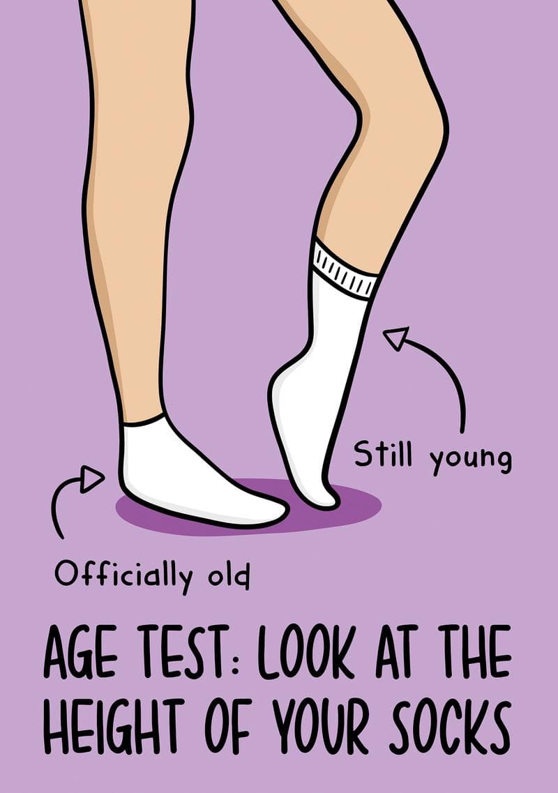 Age Test: Sock Height Birthday Card