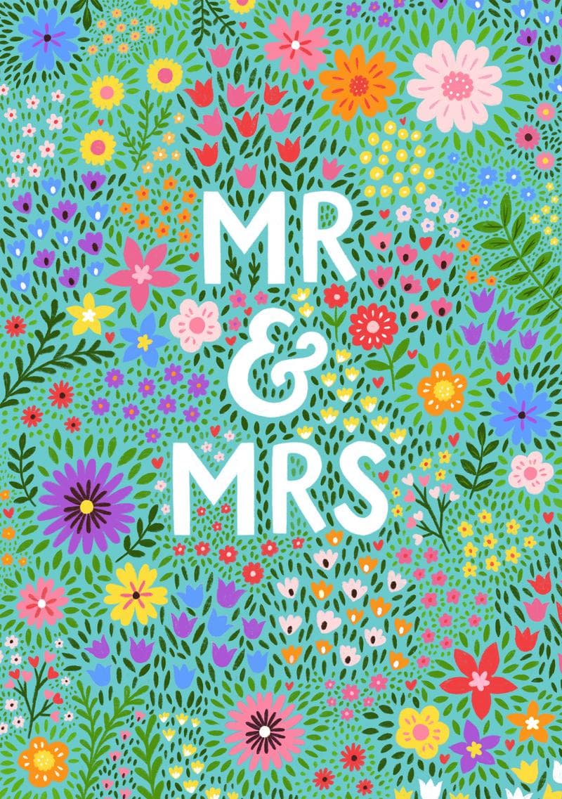 Floral Mr & Mrs Wedding Card card