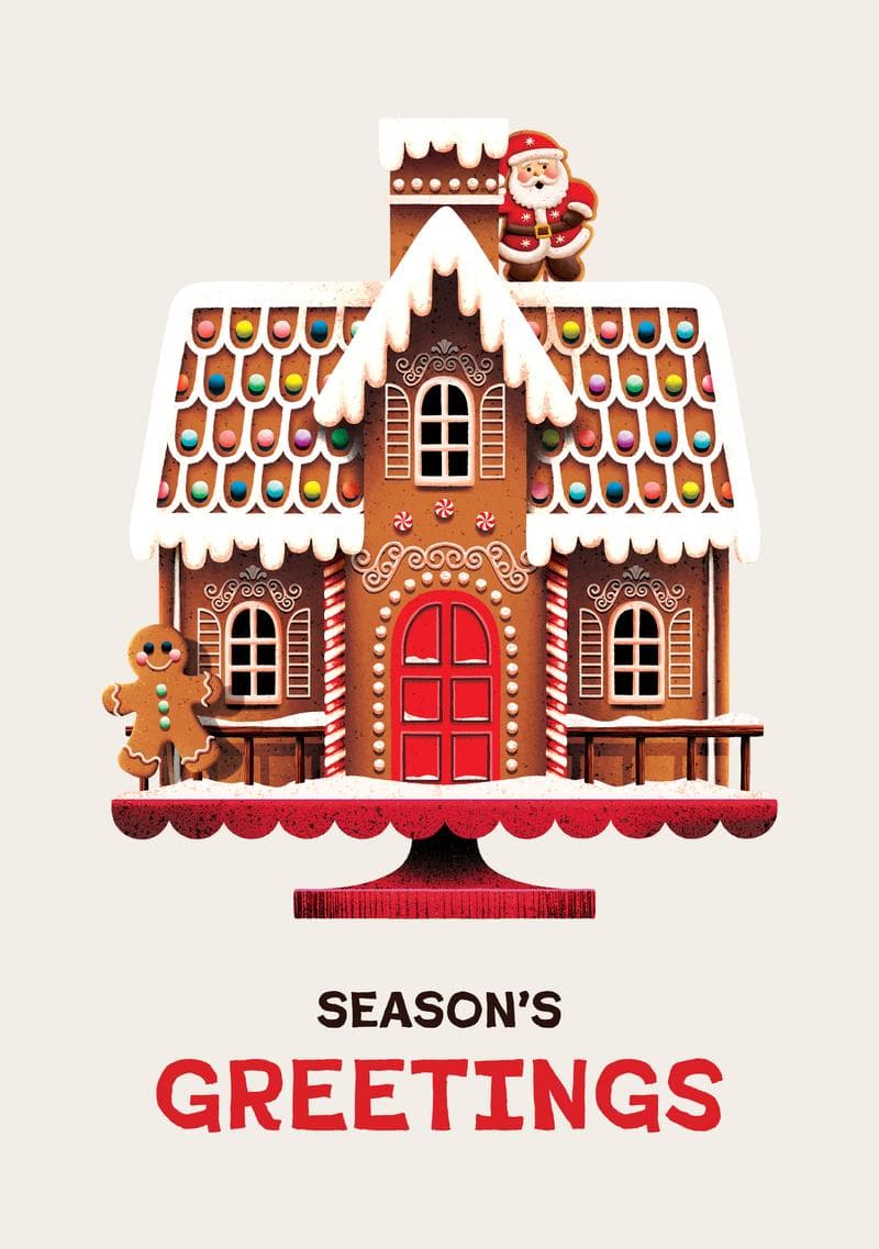 Season's Greetings Gingerbread House