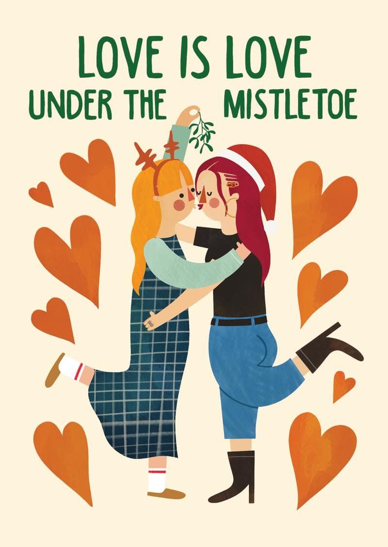 Love is Love Under the Mistletoe card