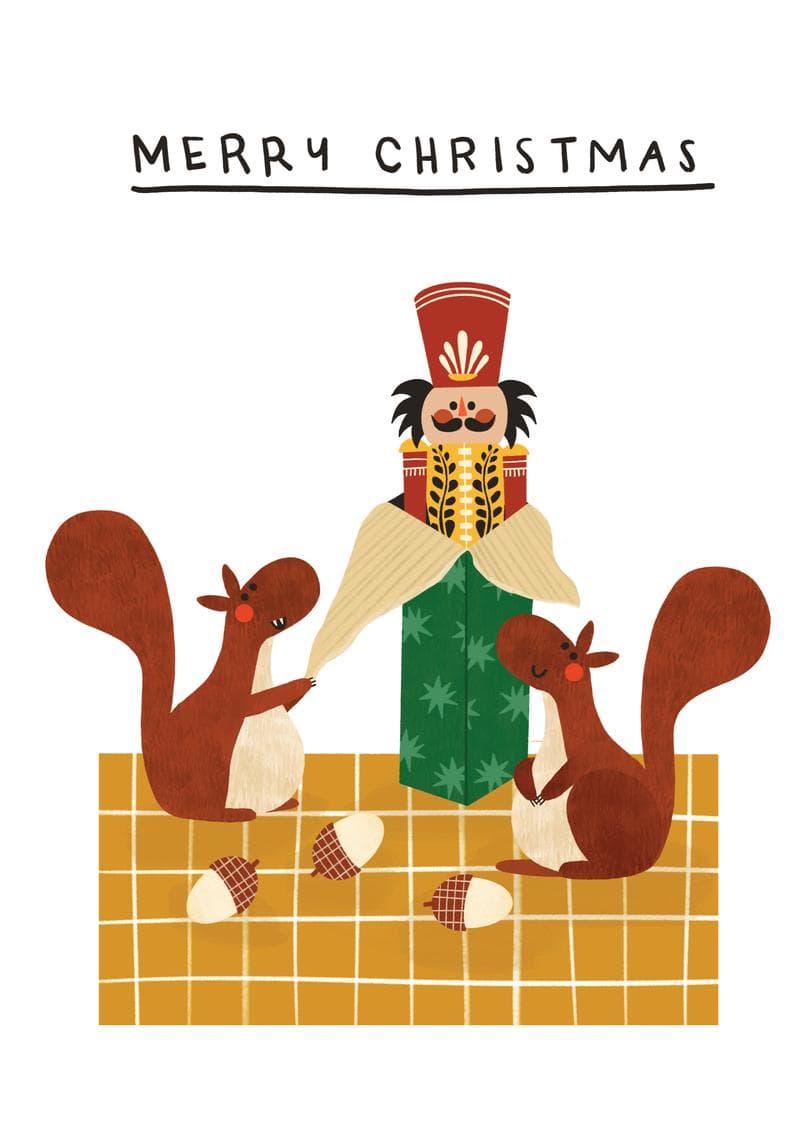 Merry Christmas Nutcracker with Squirrels card