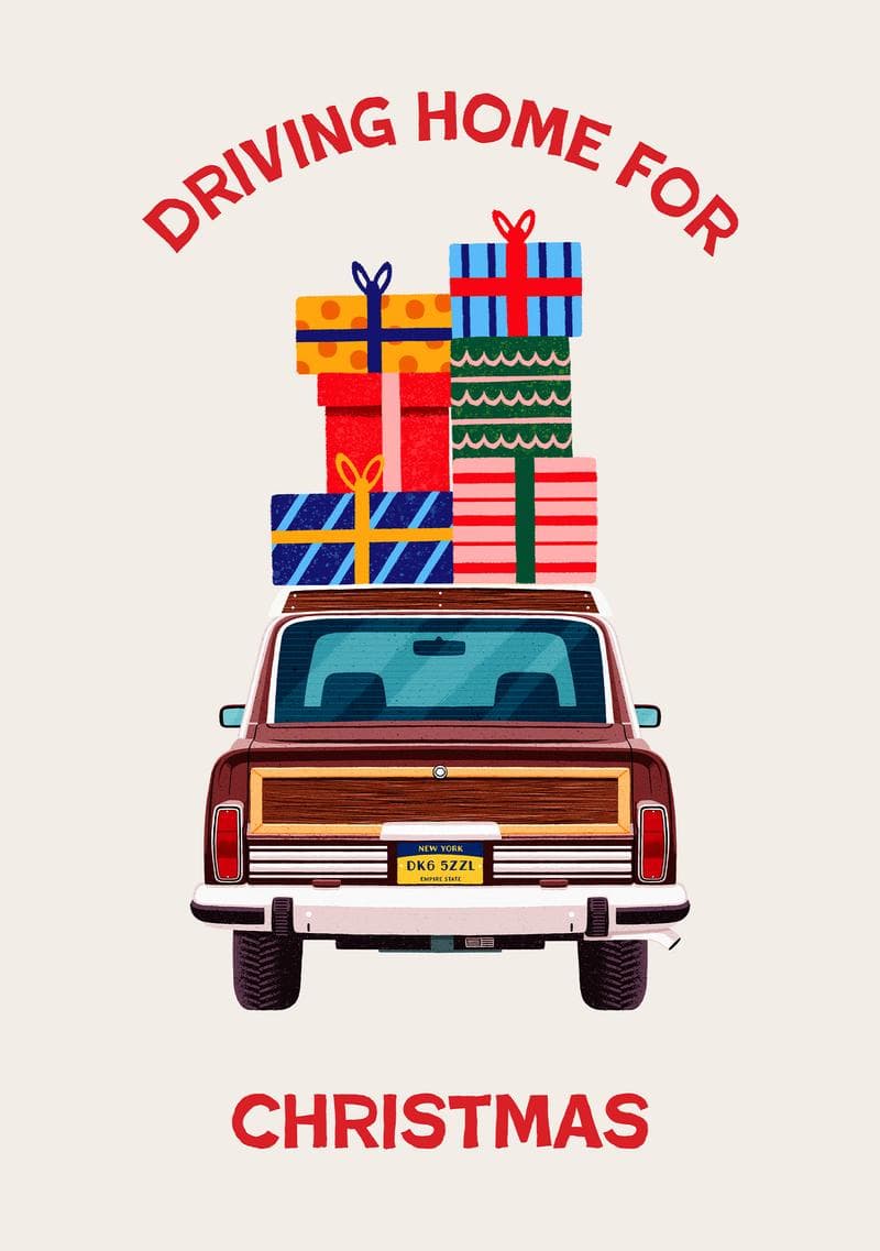 Driving Home for Christmas Road Trip card