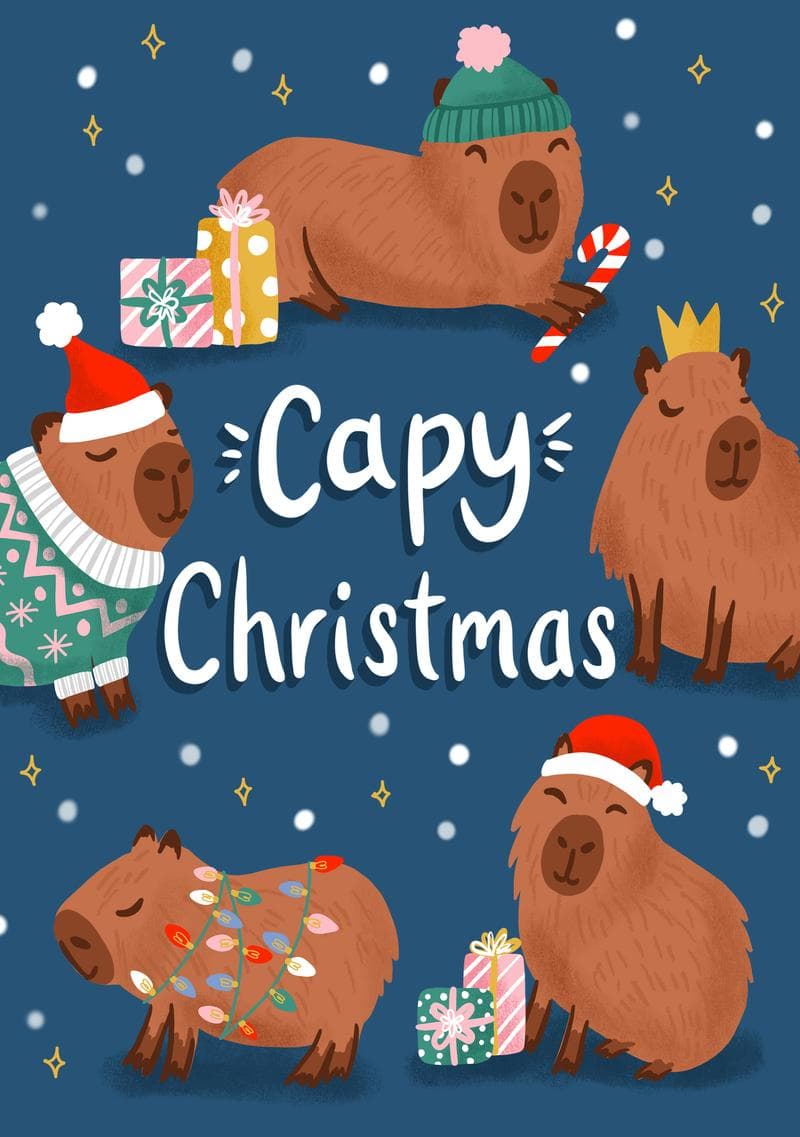 Capybara Christmas Cheer