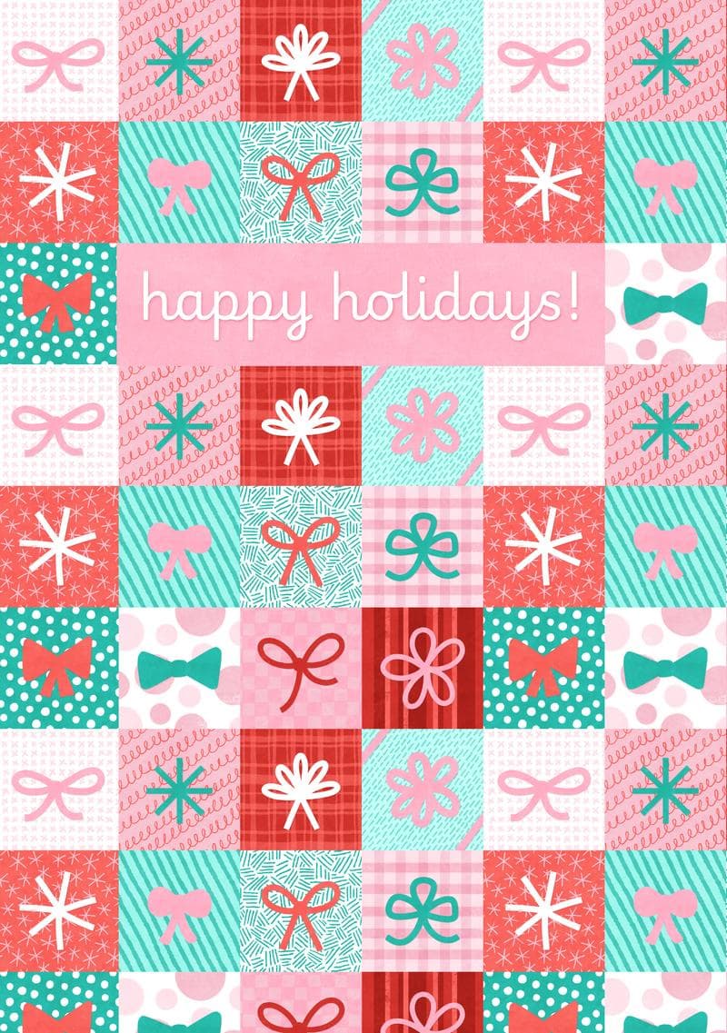 Happy Holidays Bow Patchwork