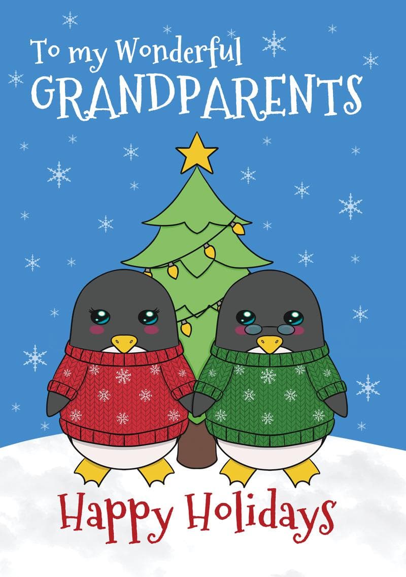 Happy Holidays Grandparents Penguins