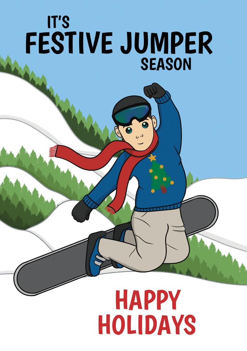 Festive Jumper Snowboarding