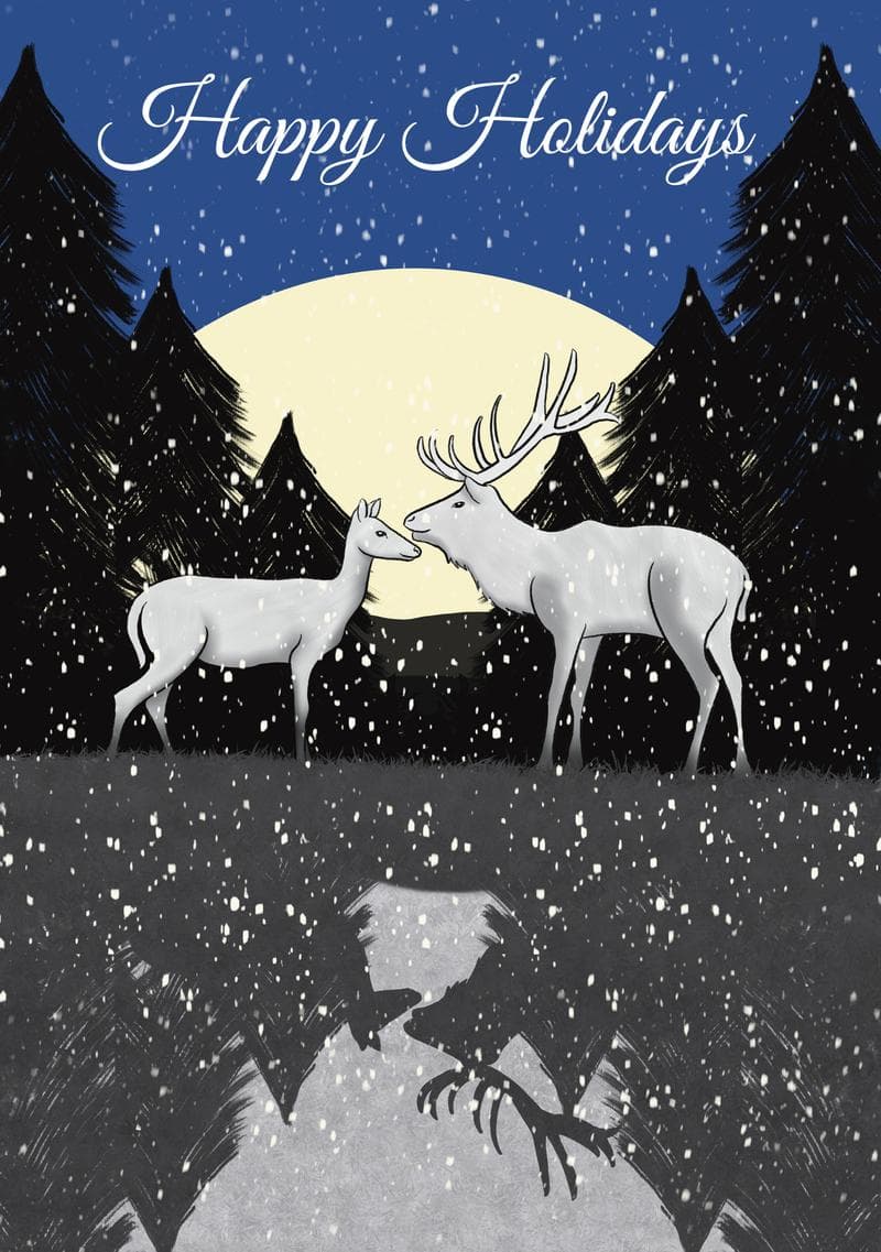Moonlit Winter Deer