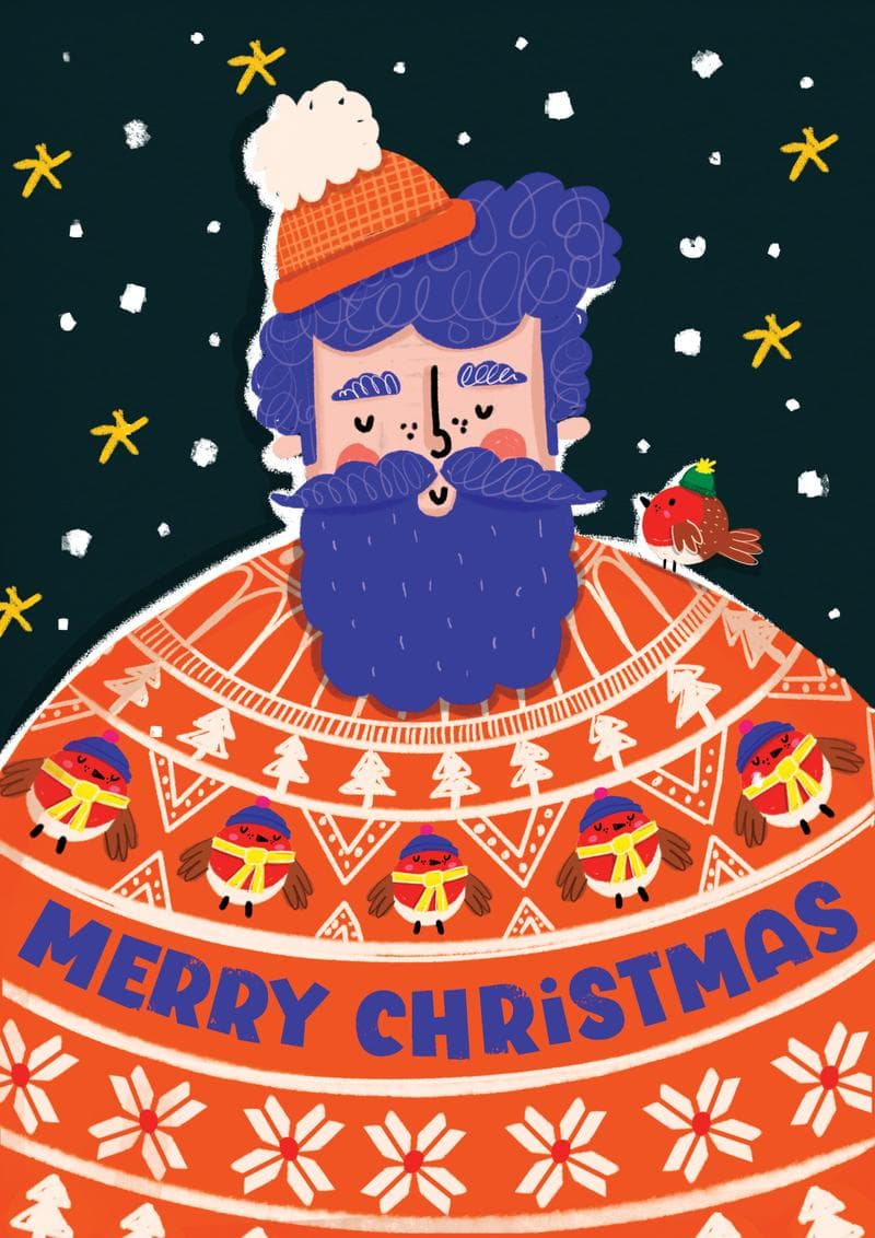 Festive Bearded Sweater Christmas card