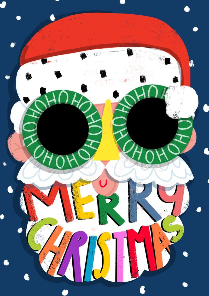 Retro Santa Glasses Christmas card